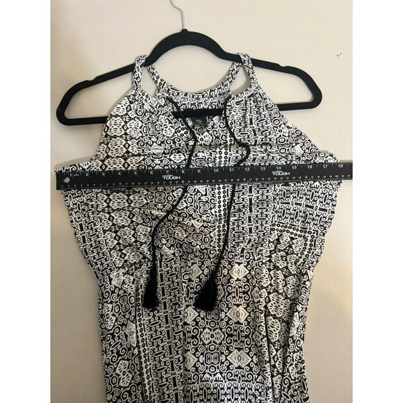 Adrienne Vittadini Sz M Black and White Print Halter Blouson Maxi Dress - Picture 9 of 9